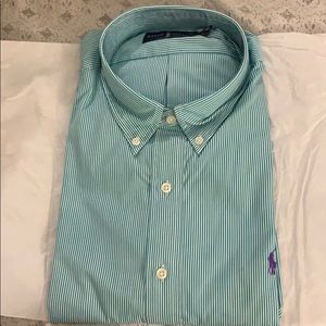 Polo Ralph Lauren long sleeve Classic green pin striped button down shirt NWT